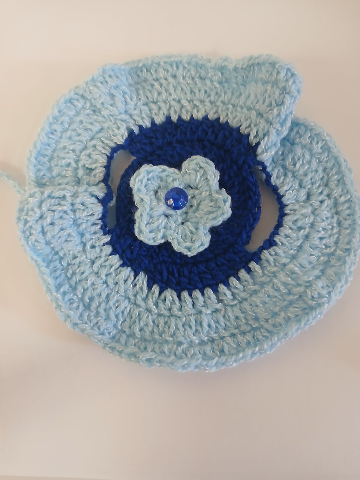 Pet Hat: Light Blue With Light Blue Flower Small