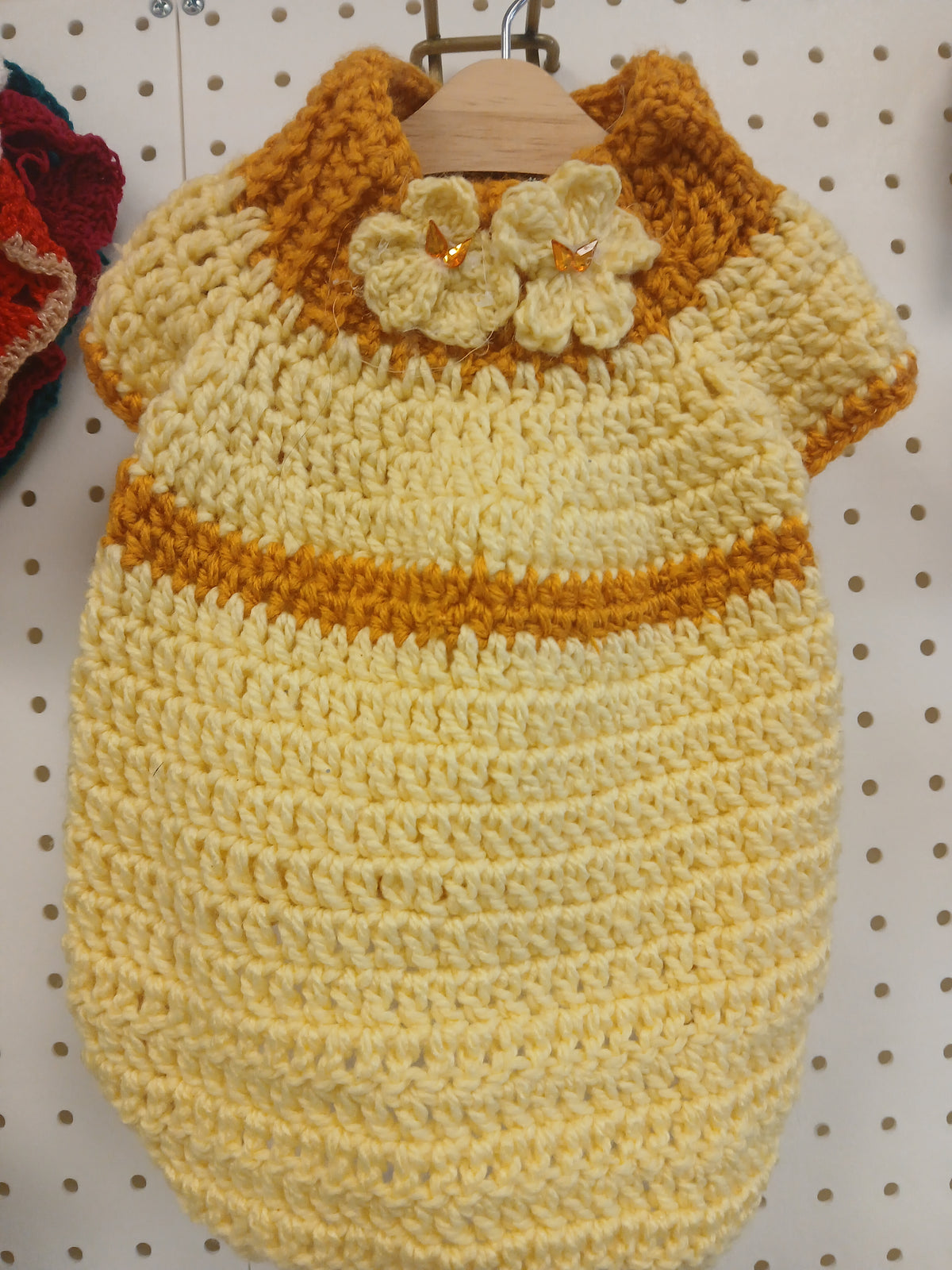Dog Crochet Dress: Yellow Large