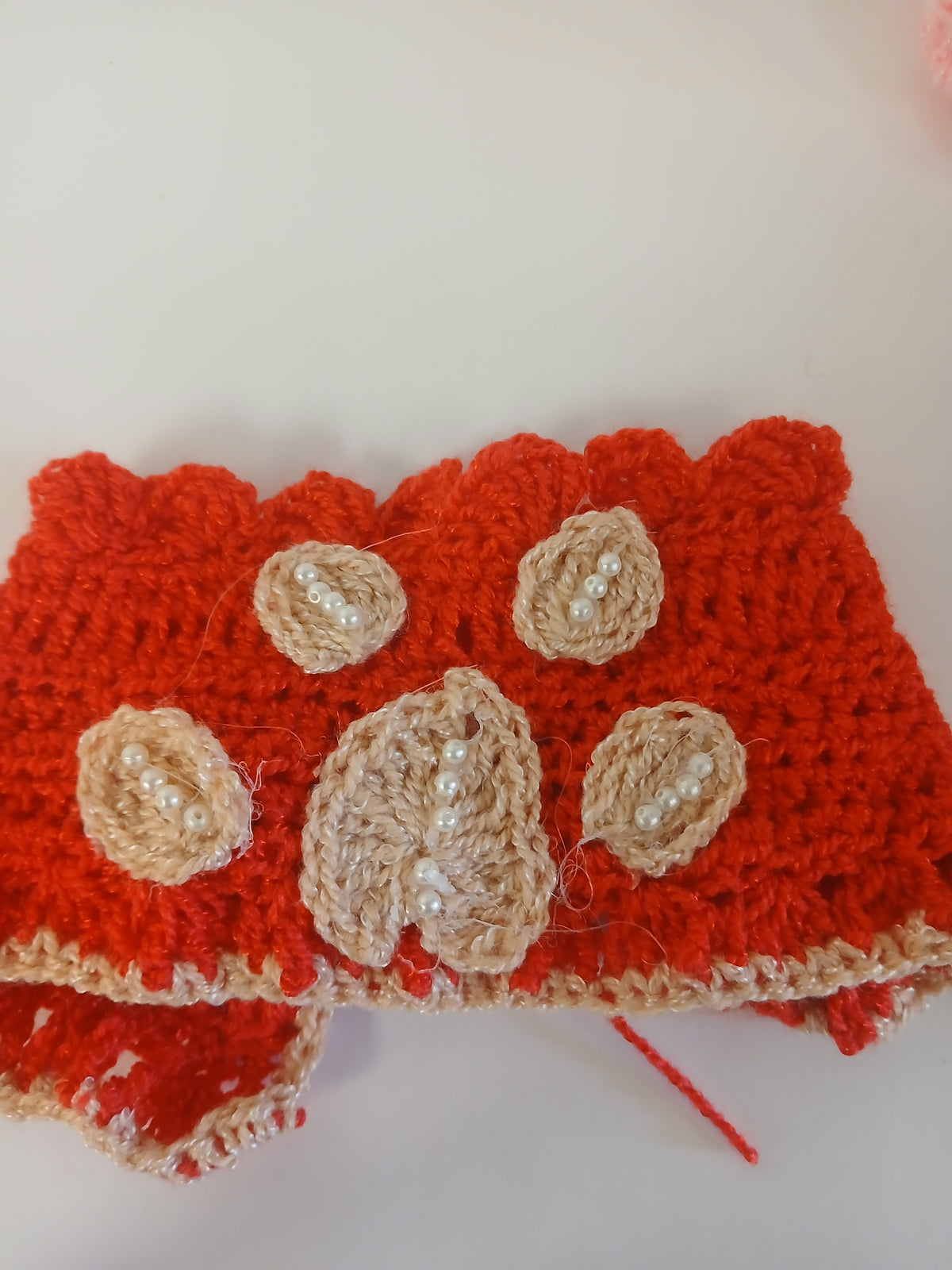 Dog Crochet Collar: Orange With Pawprint