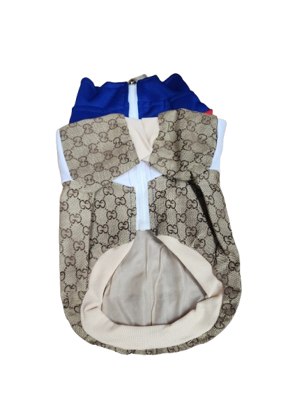 Designer Inspired G Blue and Red Zip Jacket
