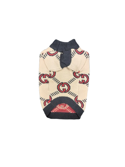 Designer G Inspired Brown Sweater With Red