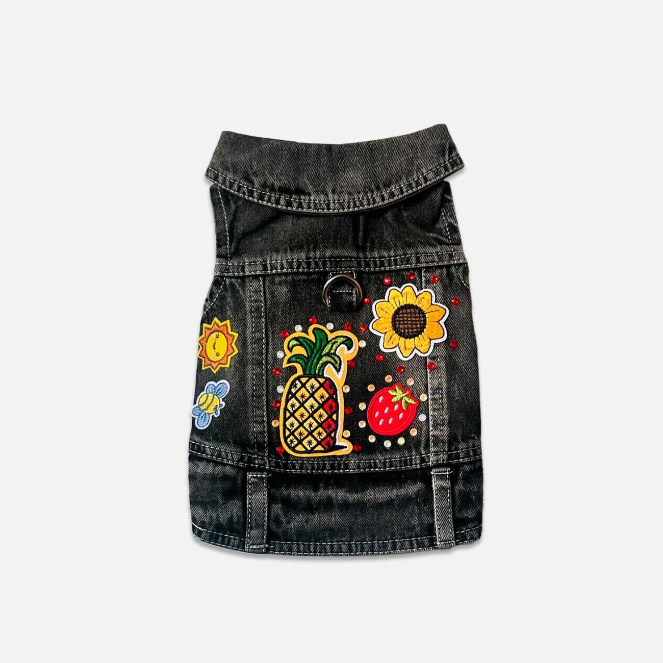 Custom Made Black Denim Pet Vests