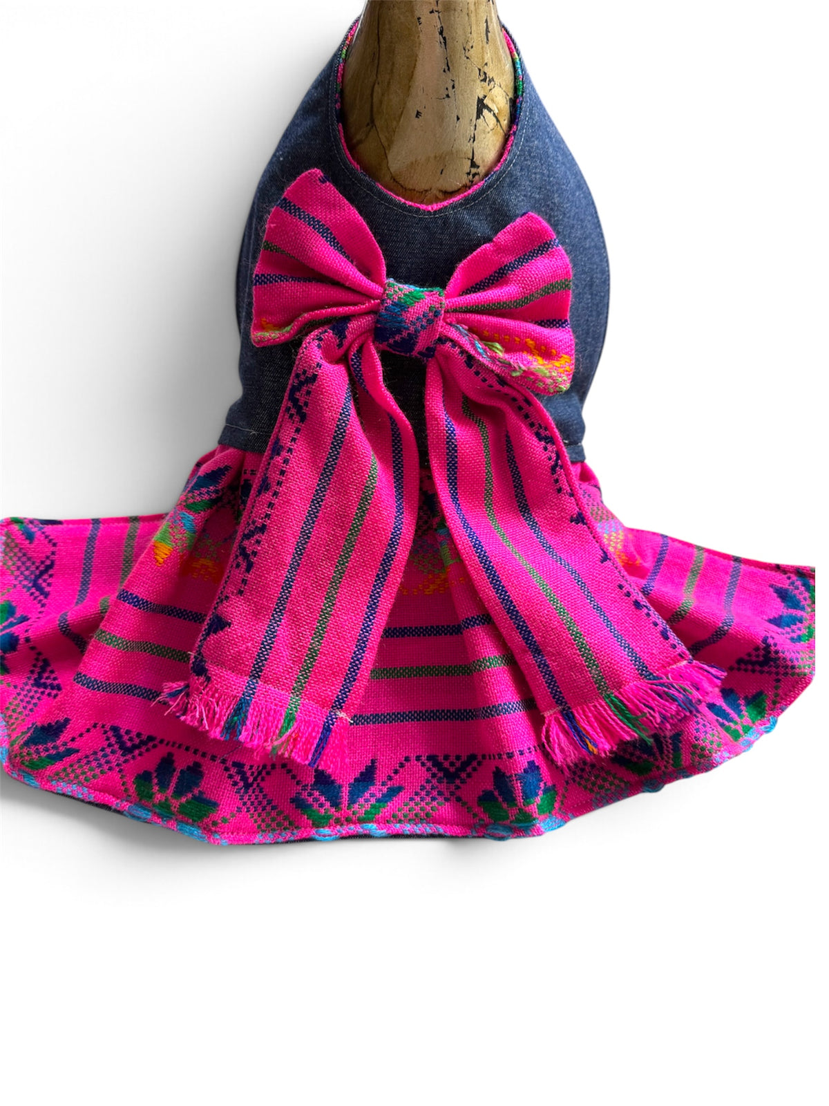 Pink & Jean Dress Im4pawscreation Handmade Mexican inspired colorful traditional style, Small