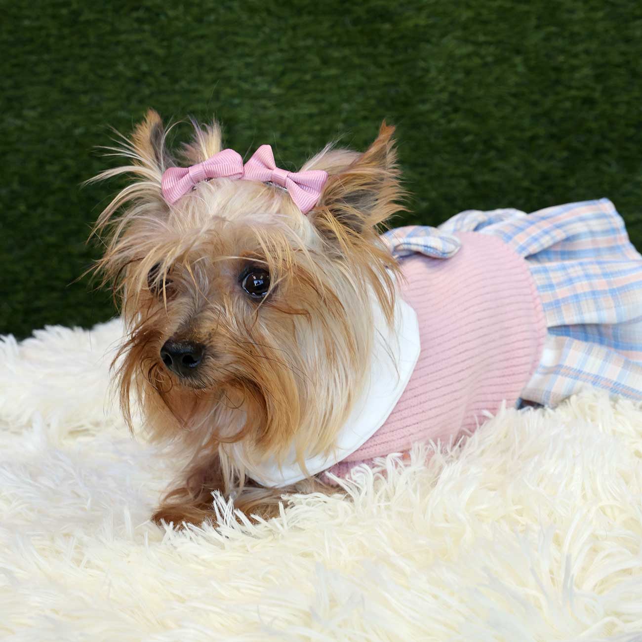 Pink School Uniform Pet Dress - Adorable Attire for Small Pets