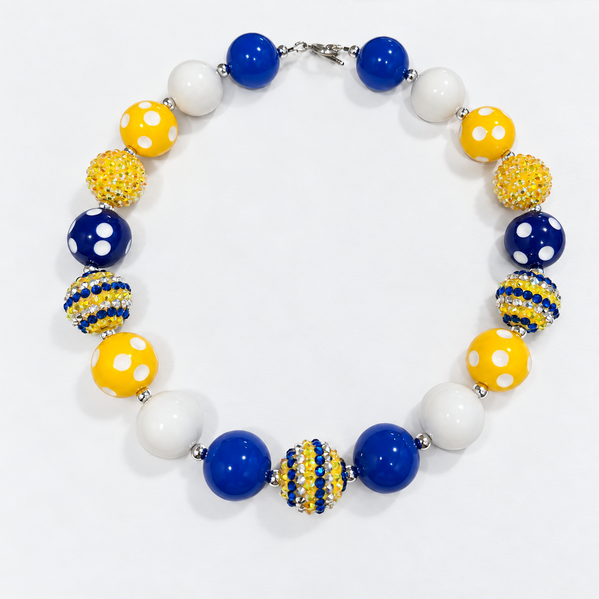Mama Diors Beads Pet Necklace - Blue Ribbon Sparkle, 17”