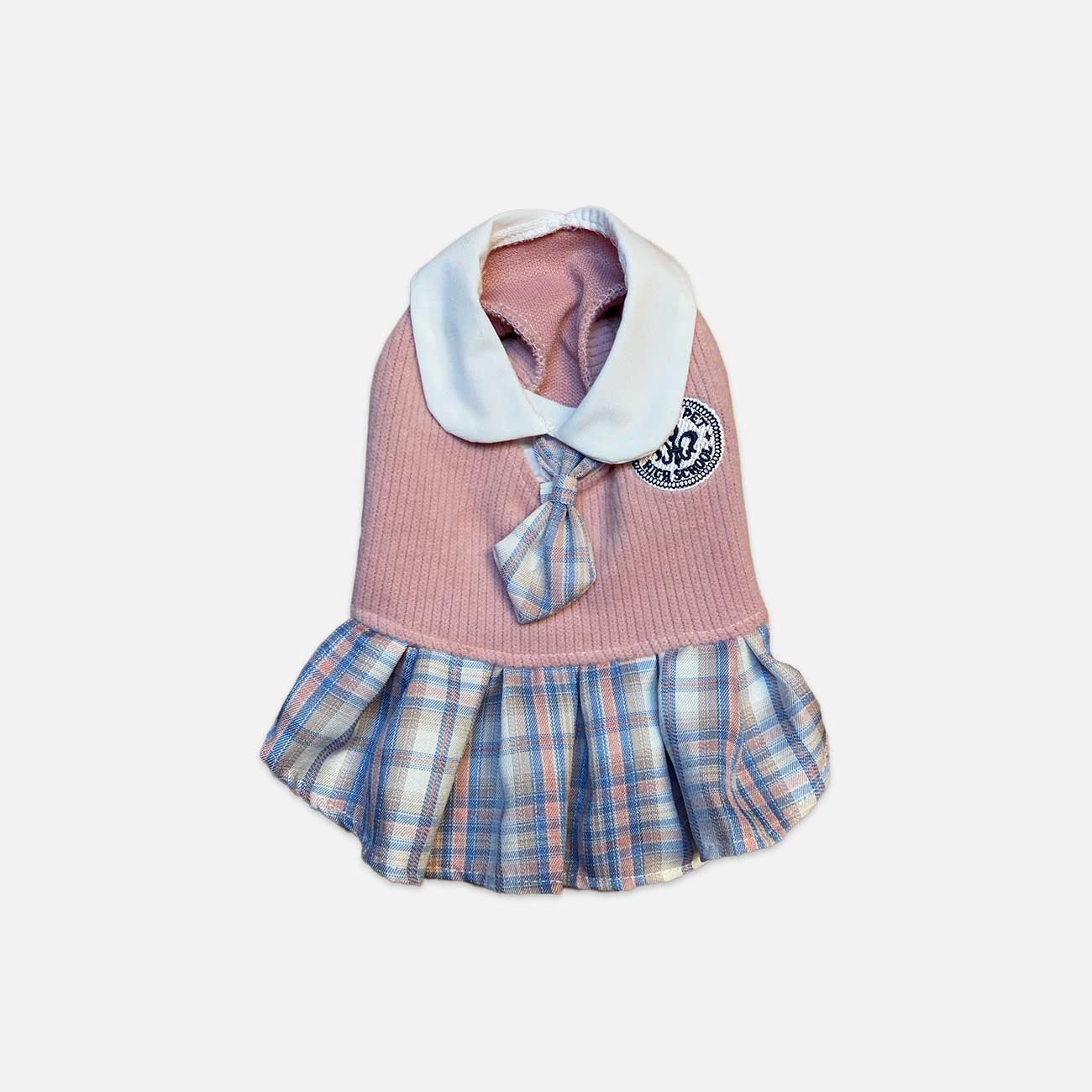 Pink School Uniform Pet Dress - Adorable Attire for Small Pets