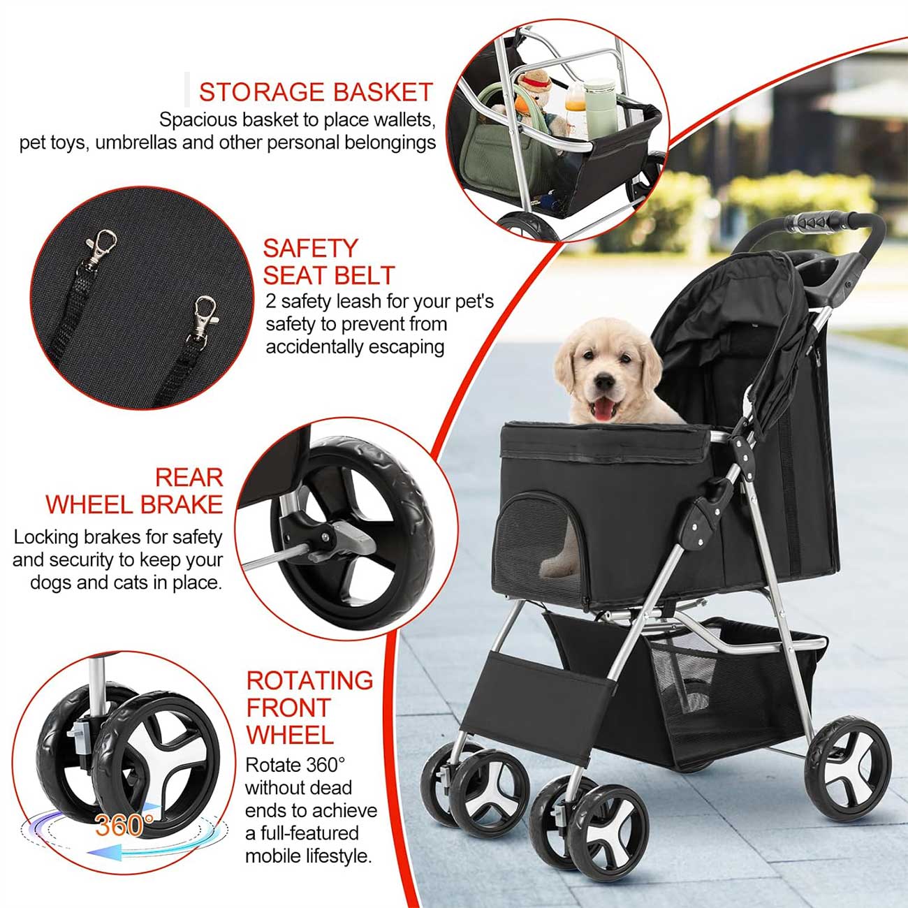 Mr. Peanut's Basics Pet Stroller - Durable and Convenient