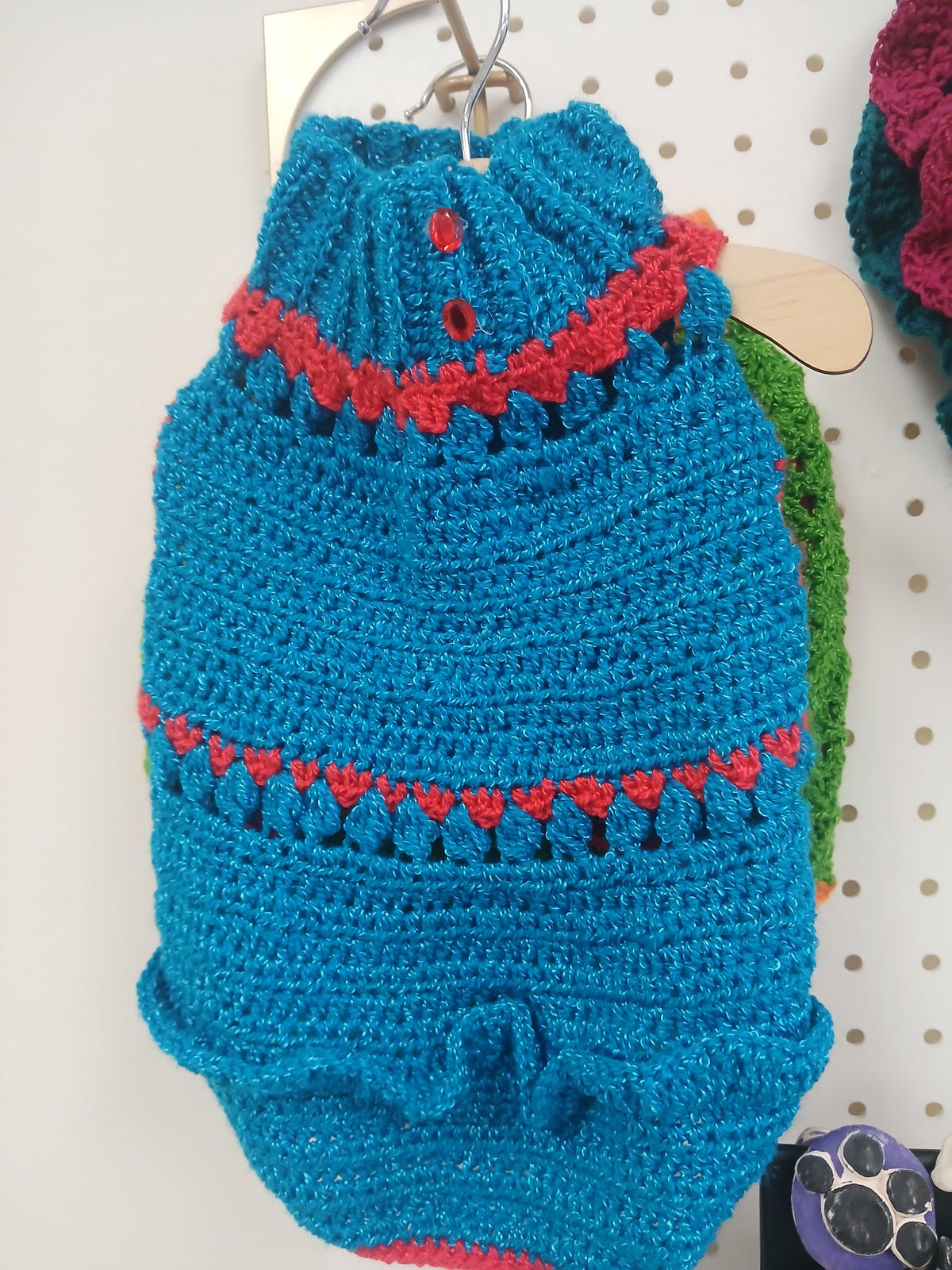 Dog Crochet Dress: Dark Blue Large