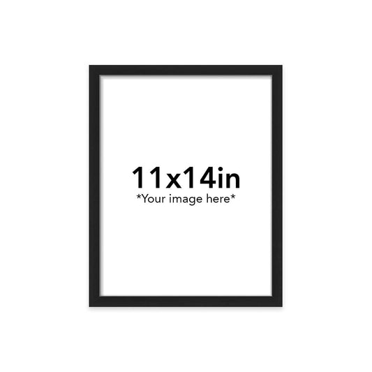 Black frame with '11x14in' text on a white background