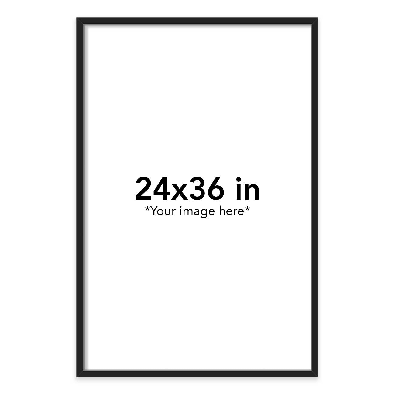 Black frame with text '24x36 in *Your image here*' on a white background