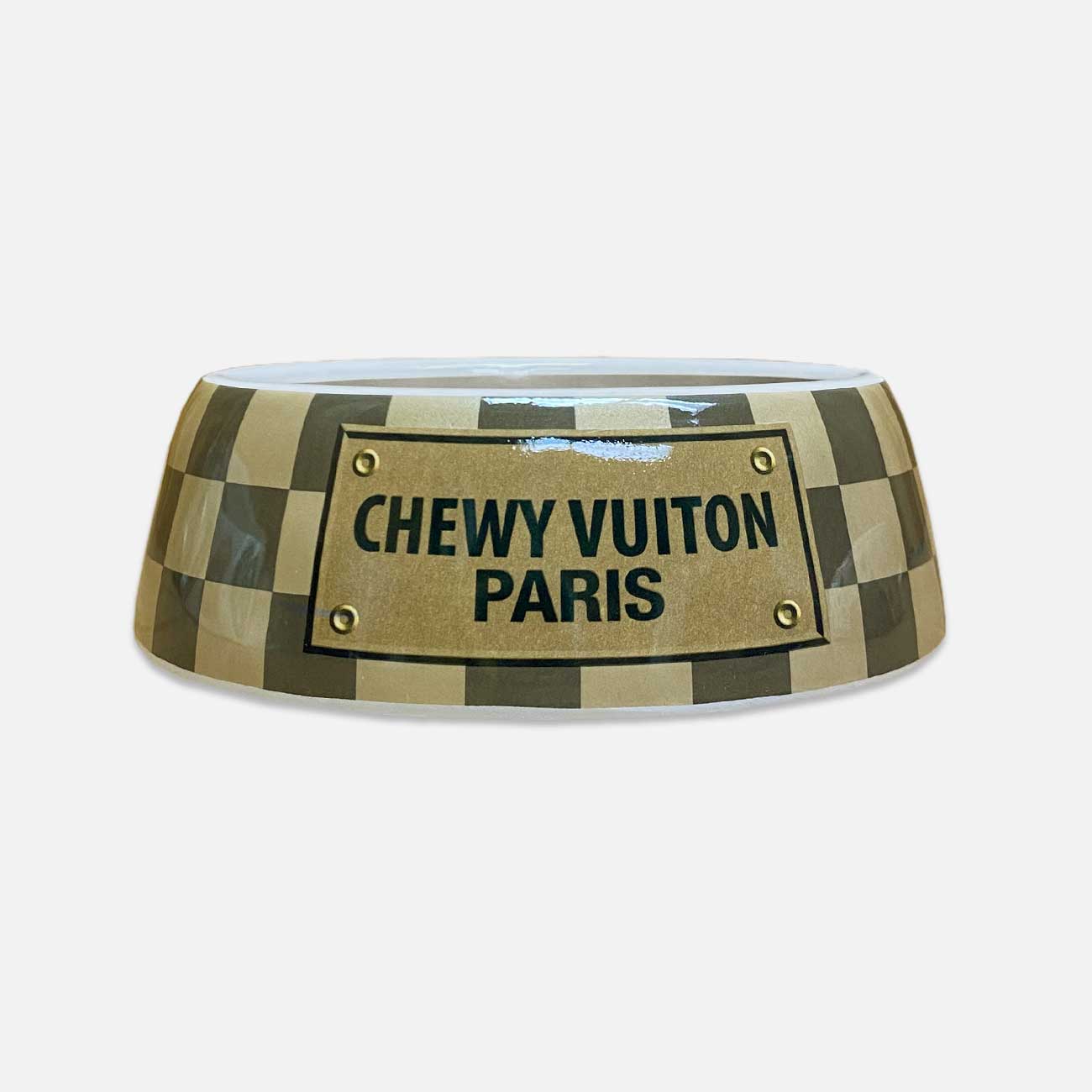 Chewy Vuiton Pet Bowls and Pet Mat - Stylish Dining Accessory for Pets