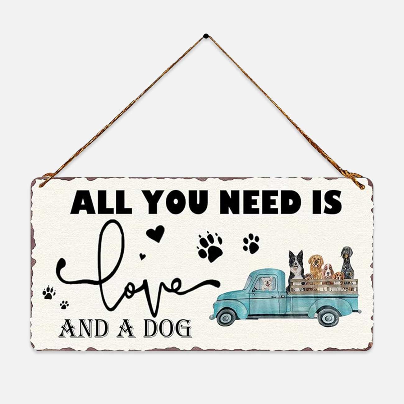 Dog lovers rustic wood sign 5x10in