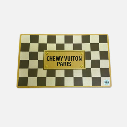 Chewy Vuiton Pet Bowls and Pet Mat - Stylish Dining Accessory for Pets