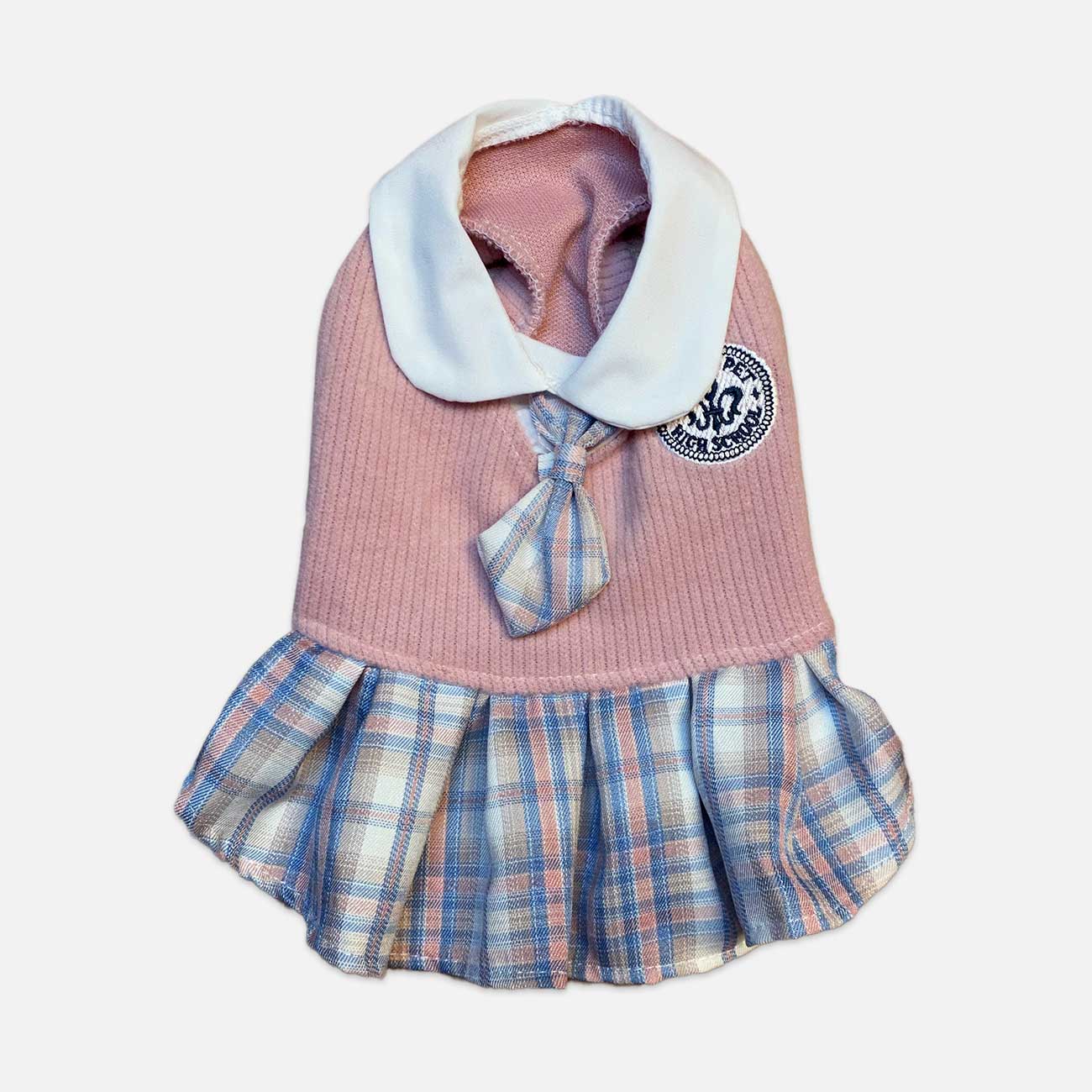 Pink School Uniform Pet Dress - Adorable Attire for Small Pets