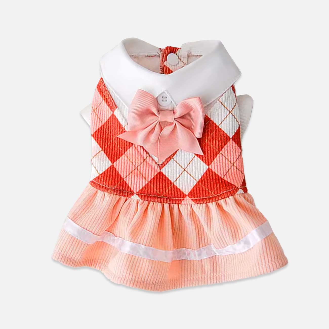 Elegant Pink Plaid Pet Dress for Summer