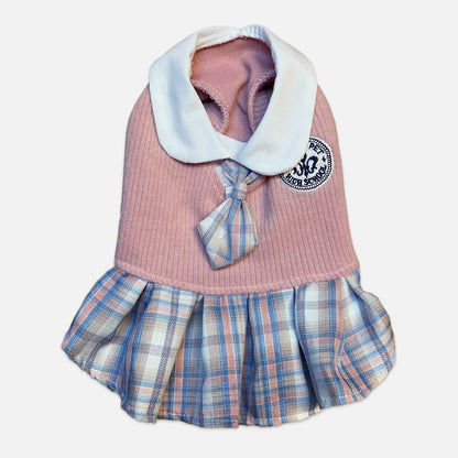 Pink School Uniform Pet Dress - Adorable Attire for Small Pets