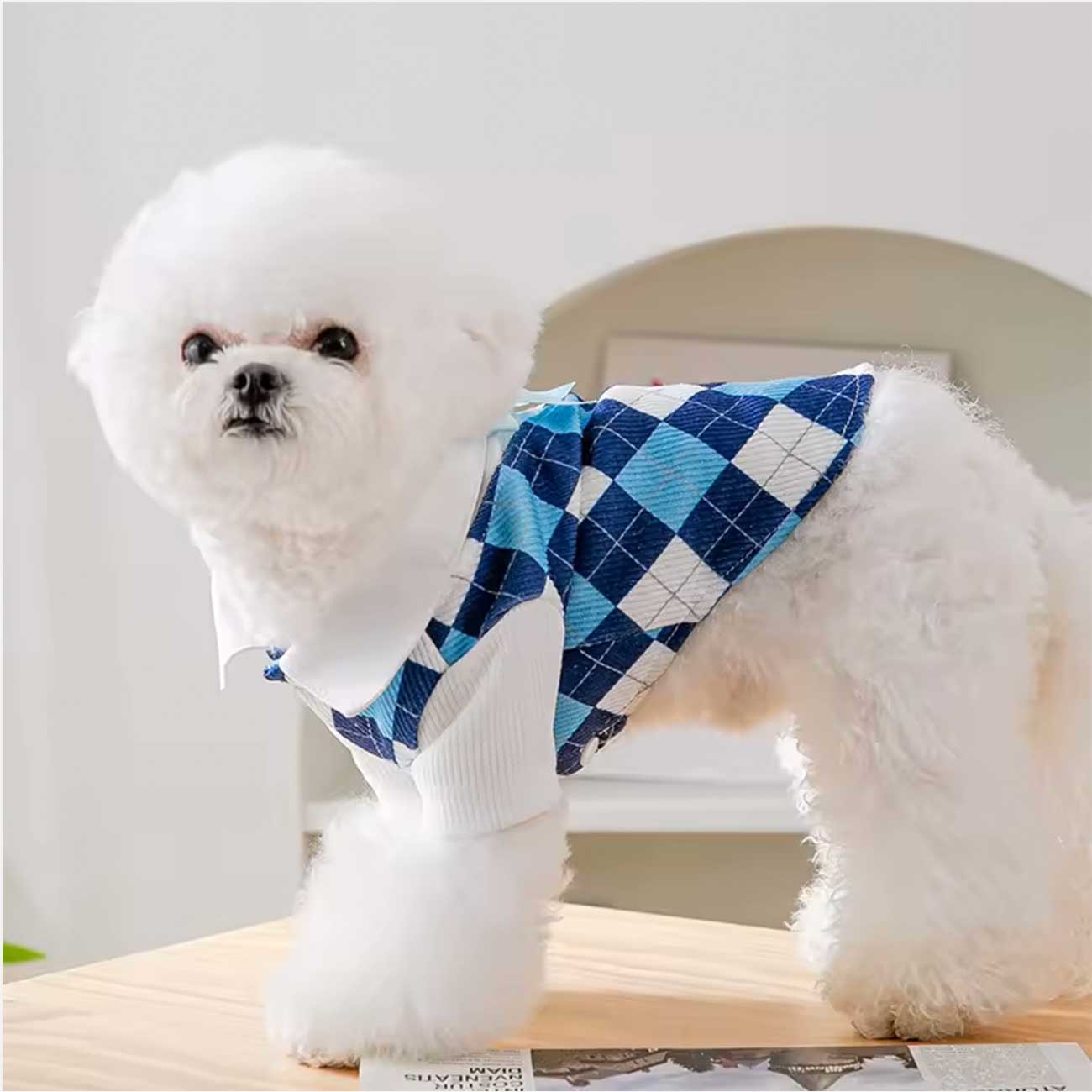 Cool Blue Plaid Summer Pet Shirt