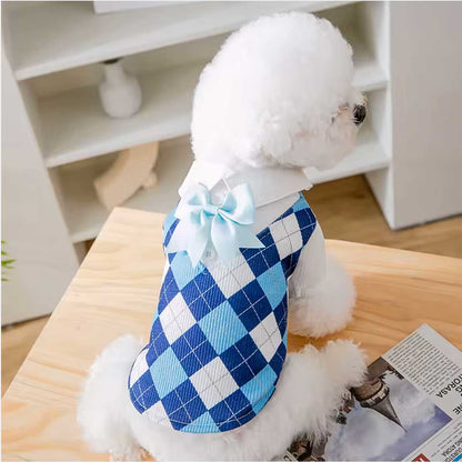 Cool Blue Plaid Summer Pet Shirt