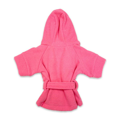 Pink hooded robe on a white background