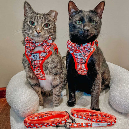 Cat_Leash_Hello_Kitty_Red_Classic_on_2_cats