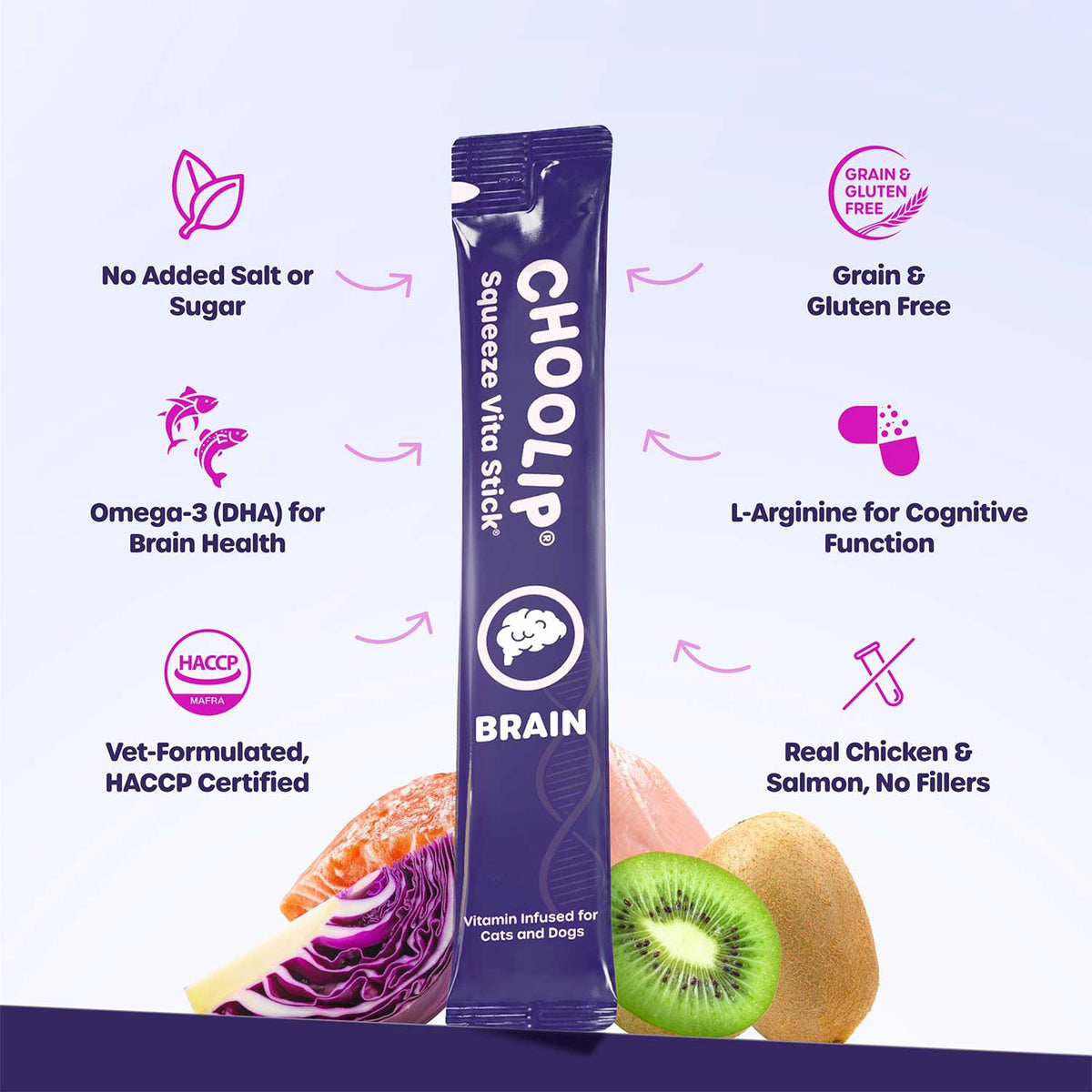 Choolip Vita Stick Brain Support Lickable Treats for Cats & Dogs