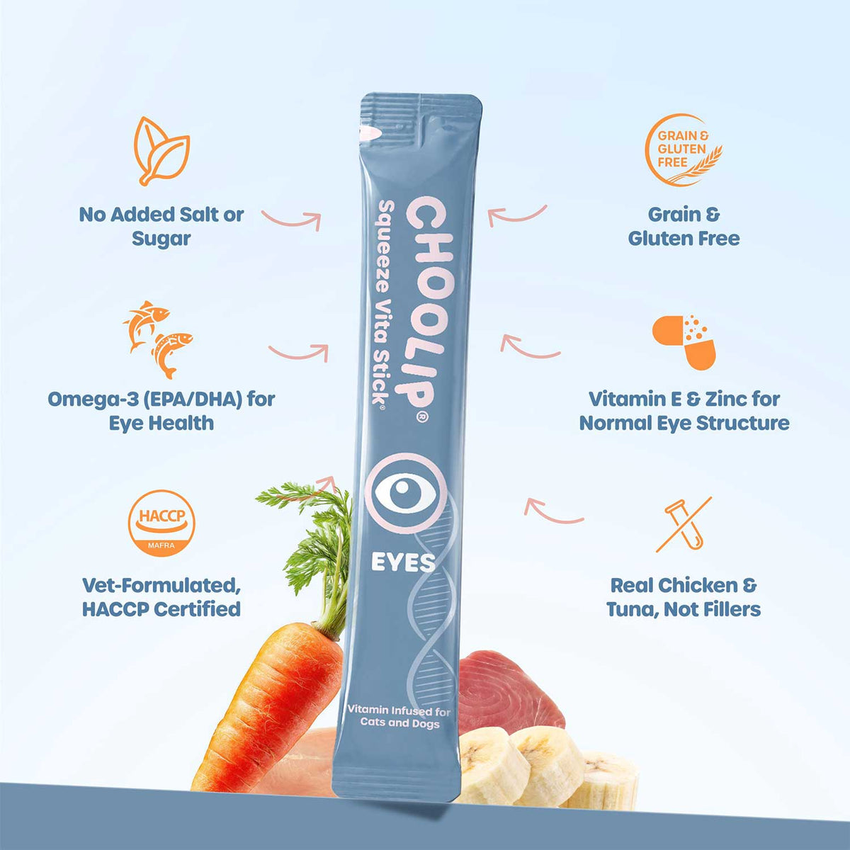 Choolip Vita Stick Eye Support Lickable Treats for Cats & Dogs