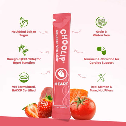 Choolip Vita Stick Heart Support Lickable Treats for Cats & Dogs