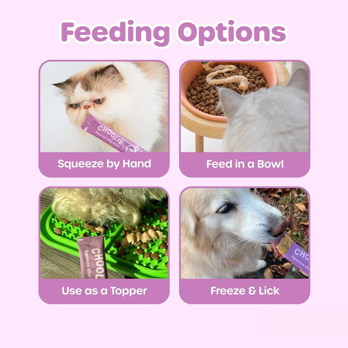 Choolip Vita Stick Skin and Coat Support Lickable Treats for Cats & Dogs
