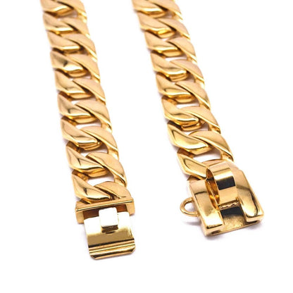 Gold chain bracelet on a white background