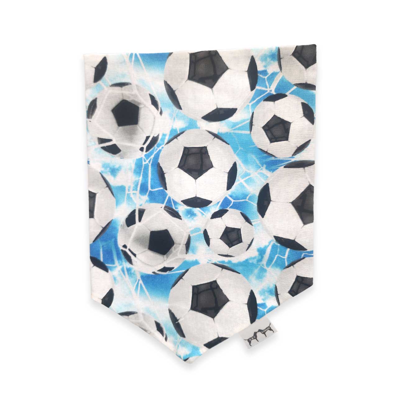 Dog bandana with soccer ball pattern on a white background
