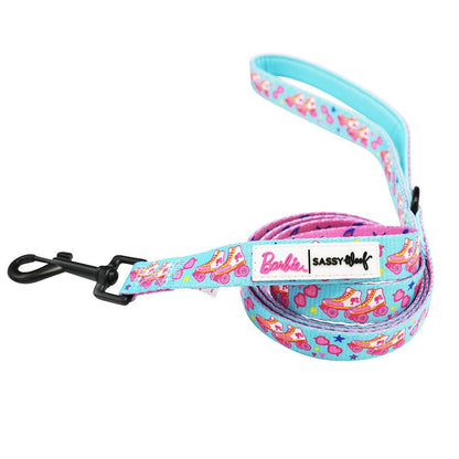 Dog leash with Barbie-themed design on a white background