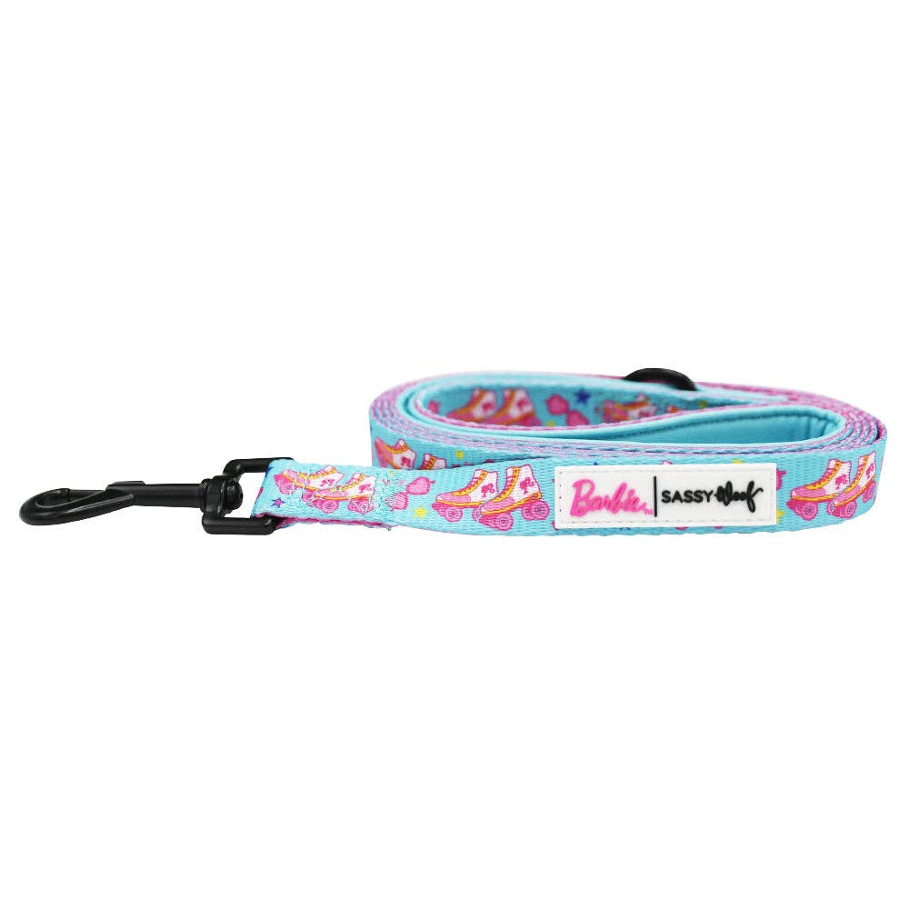 Barbie-themed dog leash with colorful design on a white background