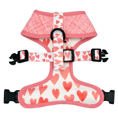 Dog harness with heart pattern on a white background