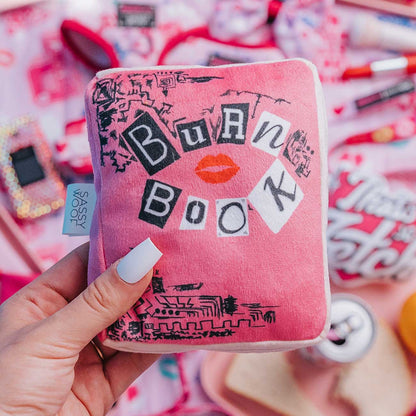 Pink notebook with 'Bullen Book' text held by a hand against a colorful background
