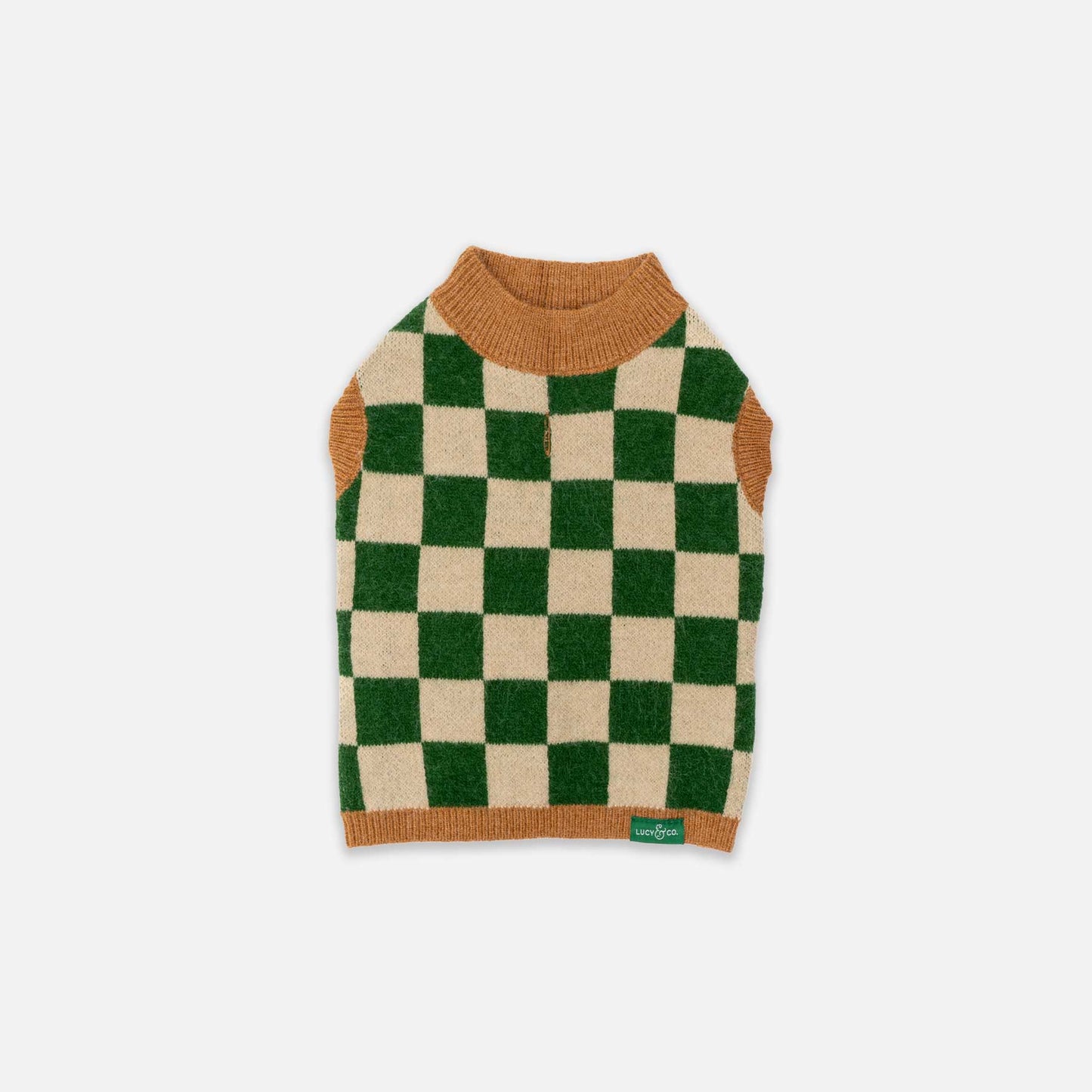 Green Checkered Pet Sweater – Soft, Stretchy, and Perfect for Outdoor Adventures