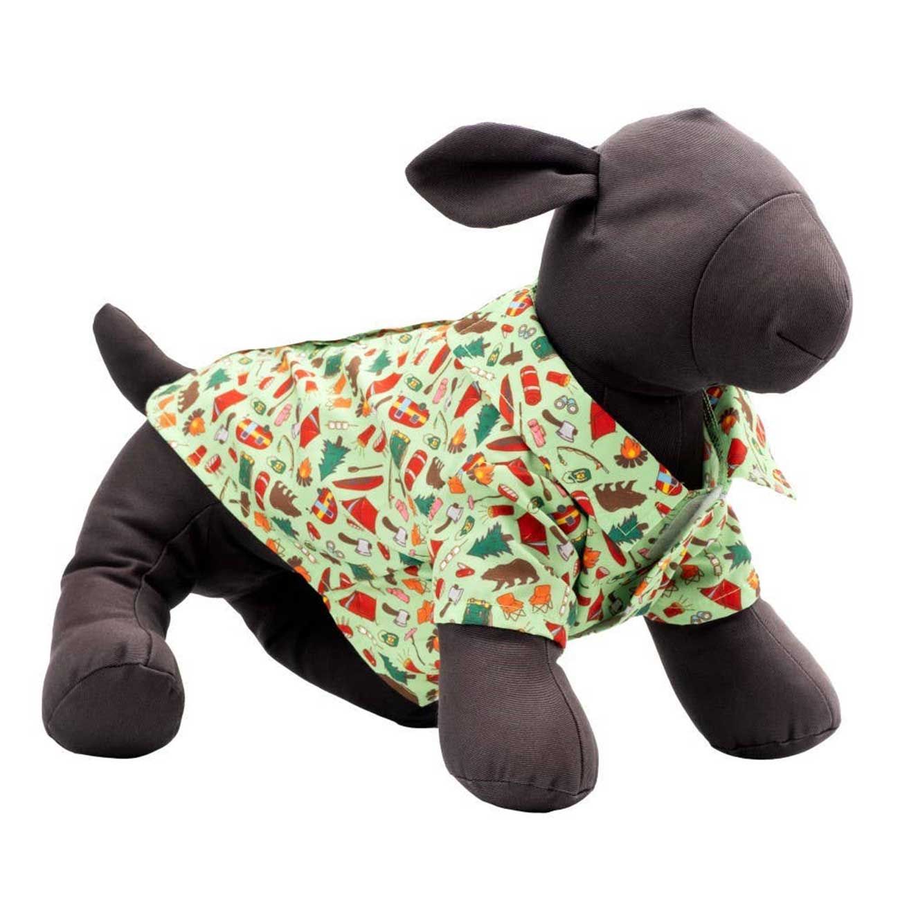 Plush toy sheep wearing a colorful patterned scarf on a white background