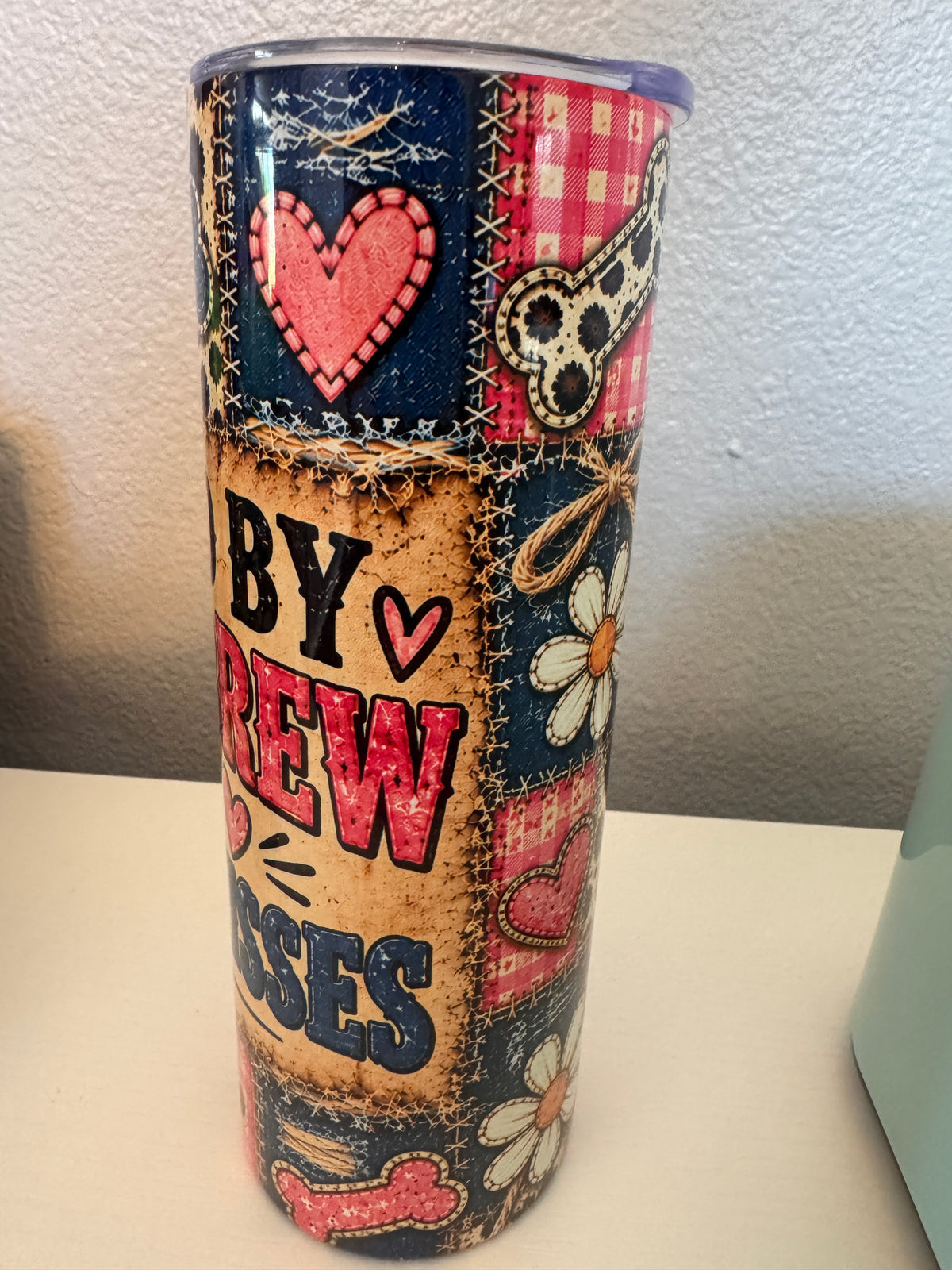 Blue and Pink Cositas and Creations Tumbler, 20 ounces