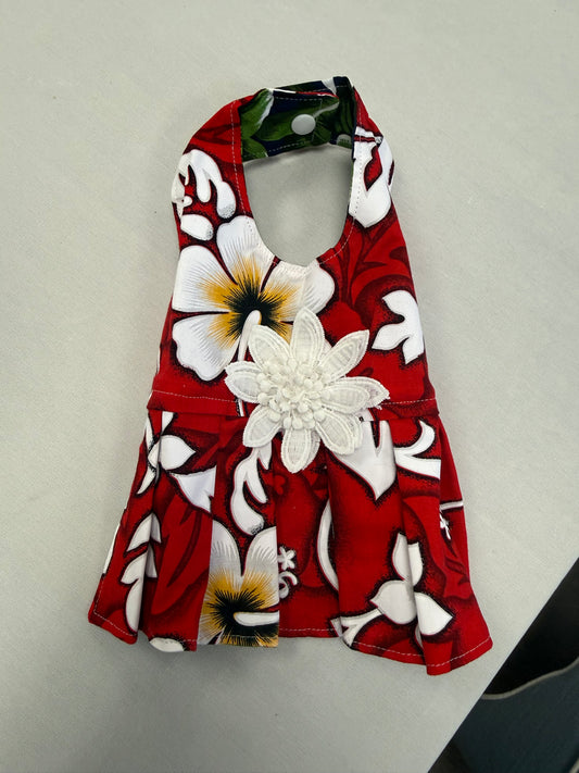 Hawaiian red print Im4pawscreation Handmade Hawaiian Dress, XS