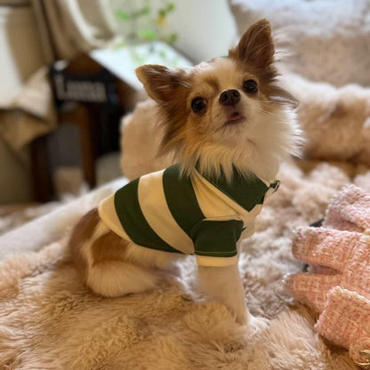 Striped Polo Dog Shirt – Classic Breathable Polyester Pet Top