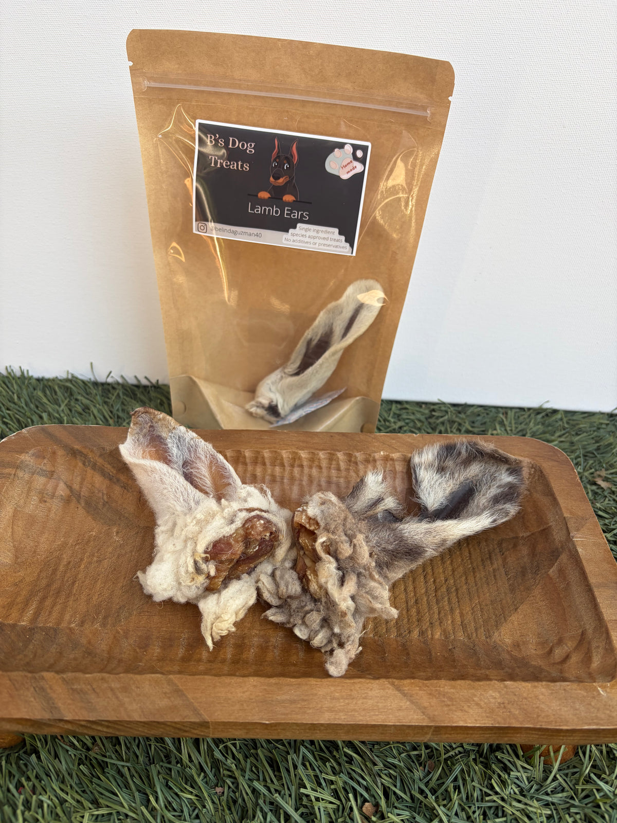 B’s dog treats  Lamb ears with fur