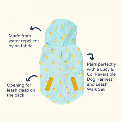 Dog coat with duck pattern on a white background