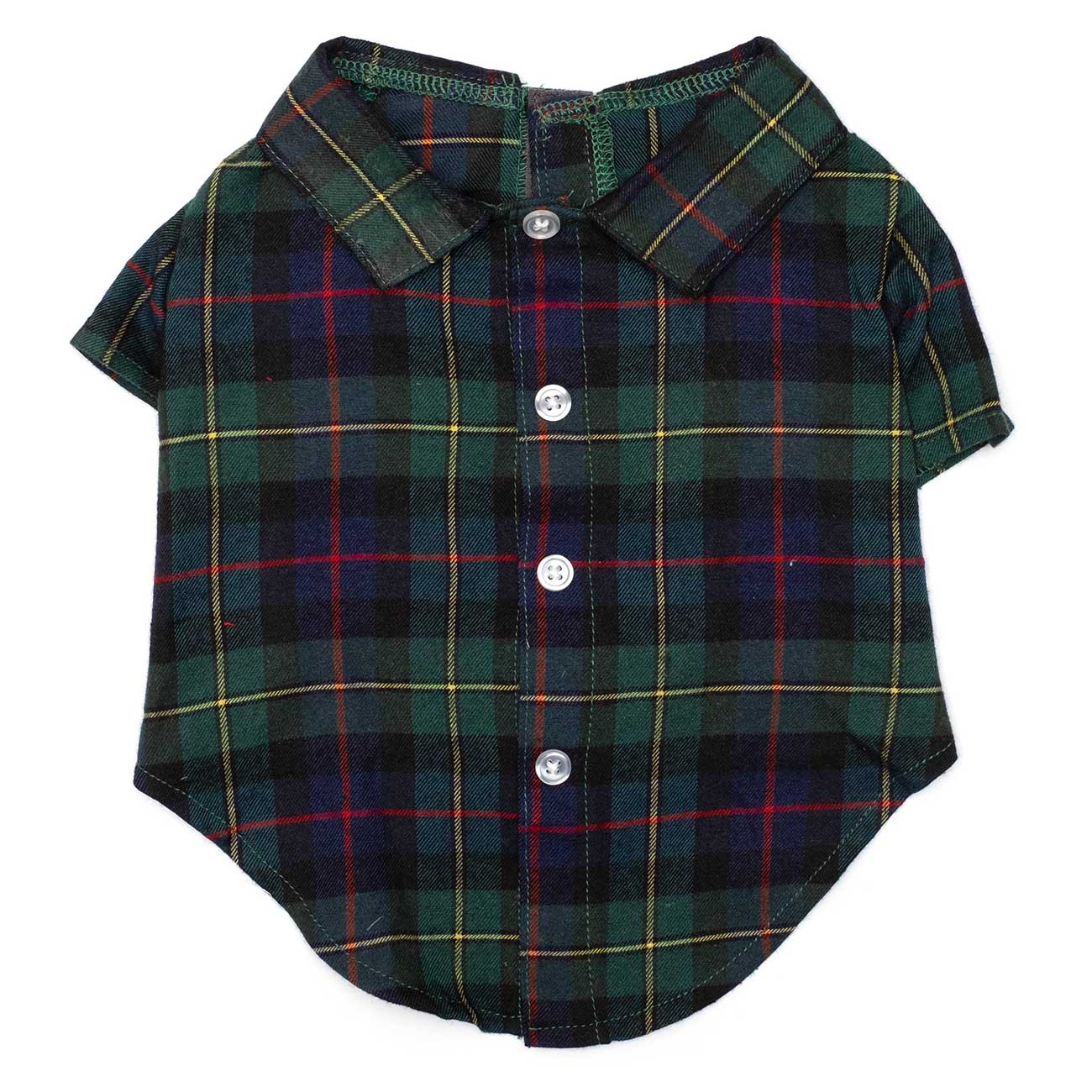 Plaid shirt with buttons on a white background