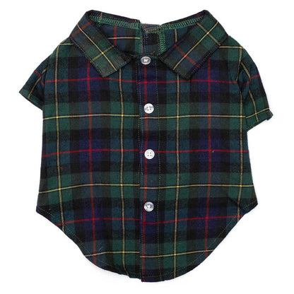 Plaid shirt with buttons on a white background