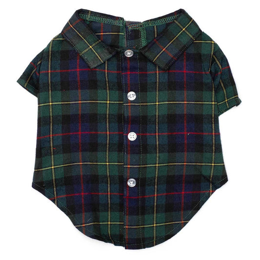 Plaid shirt with buttons on a white background