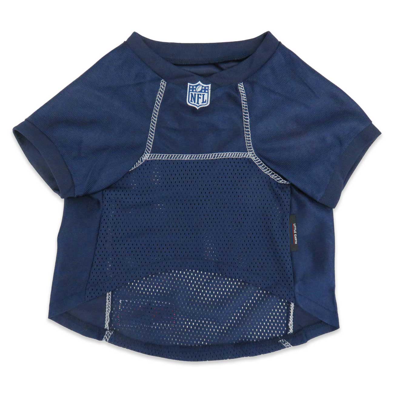 Blue pet jersey with NFL logo on a white background