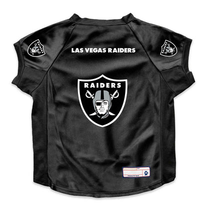 Black pet jersey with Las Vegas Raiders logo on a white background