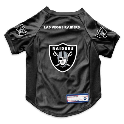 Black pet jersey with Las Vegas Raiders logo on a white background