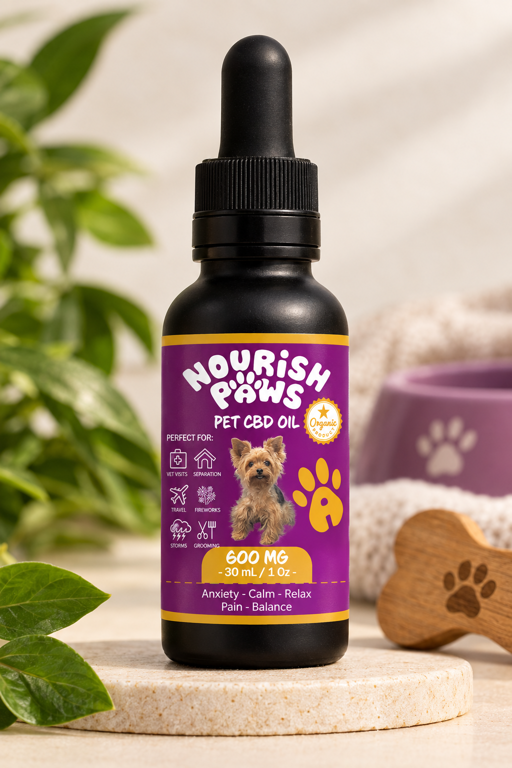 Organic  Dog CBD oil,  600mg Bottle
