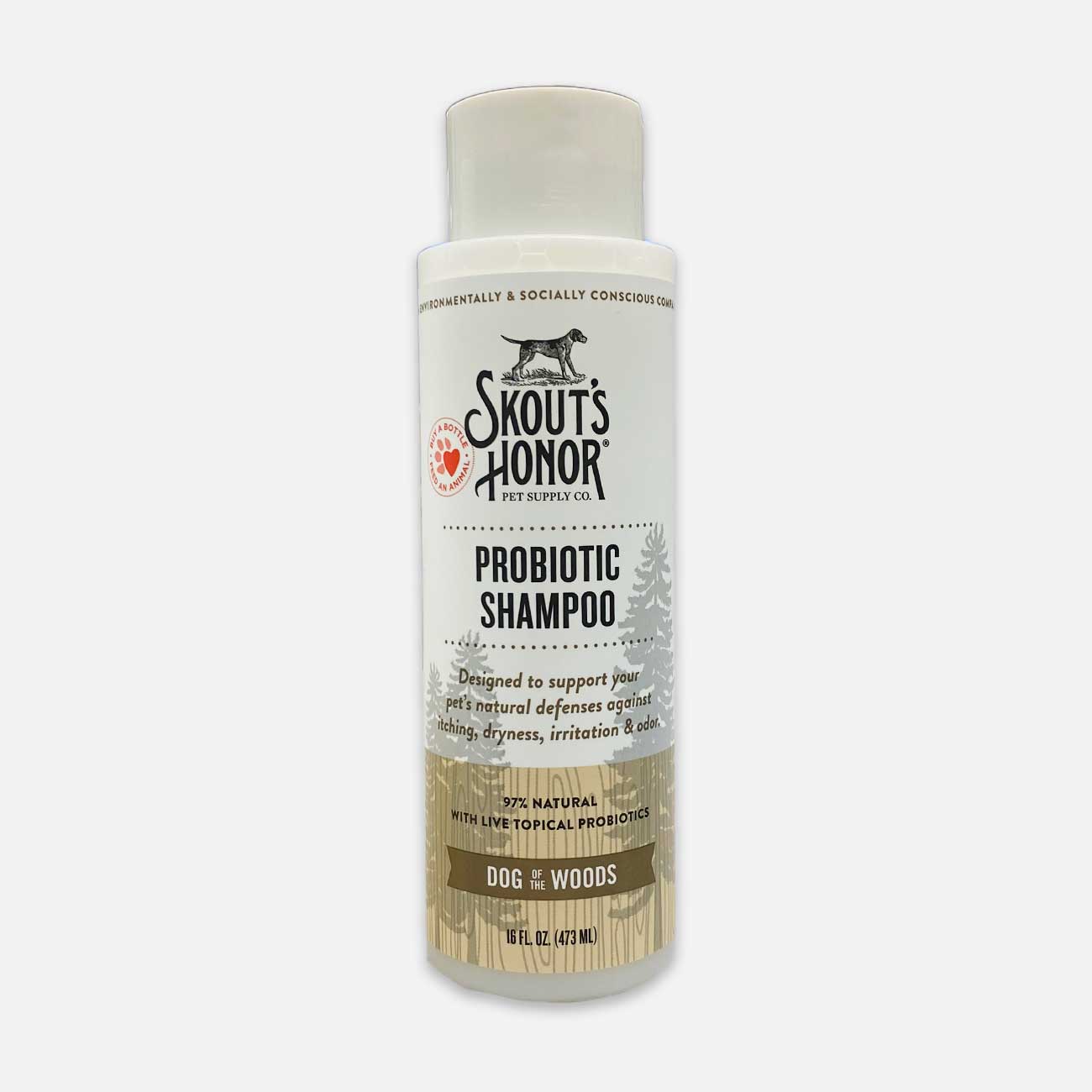 Skout's Honor Probiotic Shampoo bottle on a white background