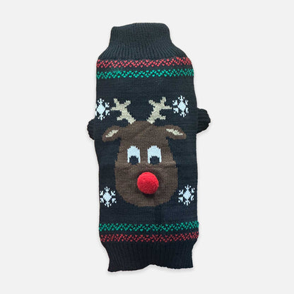 Rudolph Pet Sweater – Festive Holiday Knitwear for Small Dog Breeds